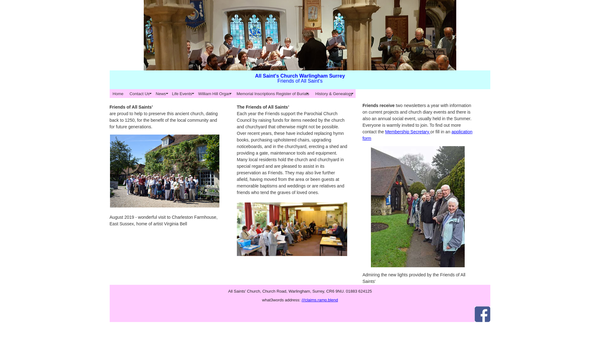 Screenshot of the The Friends Of All Saints' Church, Warlingham website