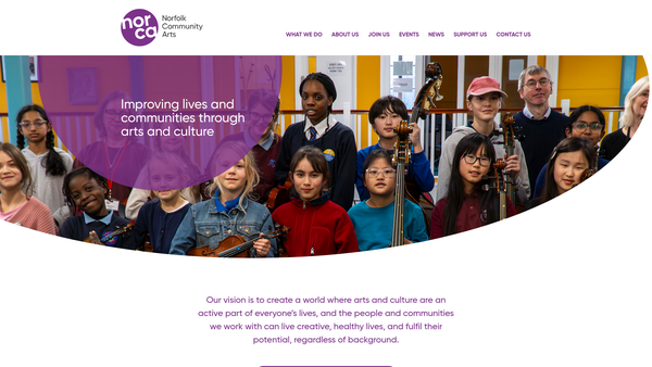 Screenshot of the Norfolk Community Arts Limited website