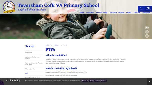Screenshot of the Teversham Friends Of School website