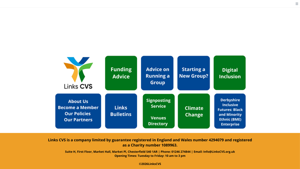 Screenshot of the Links: The Chesterfield And North East Derbyshire Council For Voluntary Service And Action Limited website