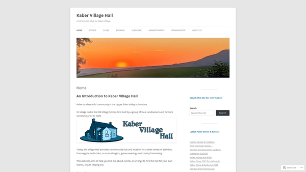 Screenshot of the Kaber Village Hall Trust website
