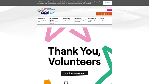 Screenshot of the Age UK Coventry And Warwickshire website