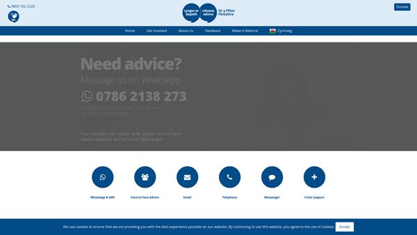 Screenshot of the Flintshire Citizens Advice Bureaux website