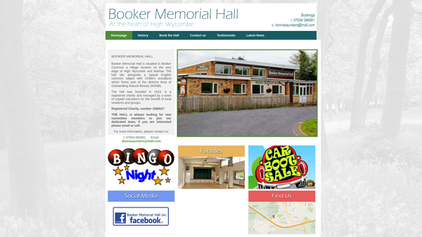 Screenshot of the Booker Memorial Hall website