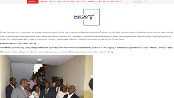 Screenshot of the The Ibadan Medical Specialists Group website