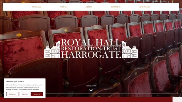 Screenshot of the The Royal Hall Restoration Trust website
