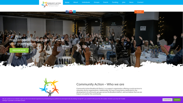 Screenshot of the Community Action Bradford & District Ltd website