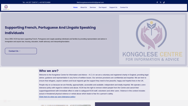 Screenshot of the Kongolese Centre For Information And Advice website
