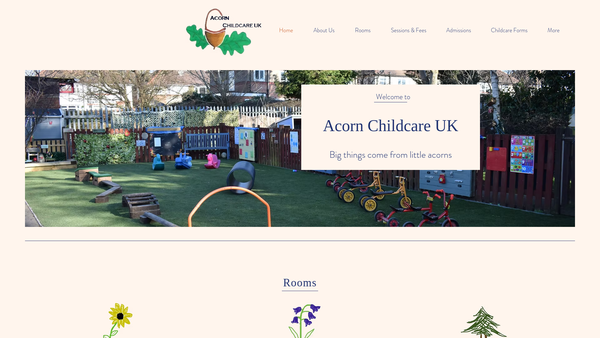 Screenshot of the Acorn Childcare (UK) website