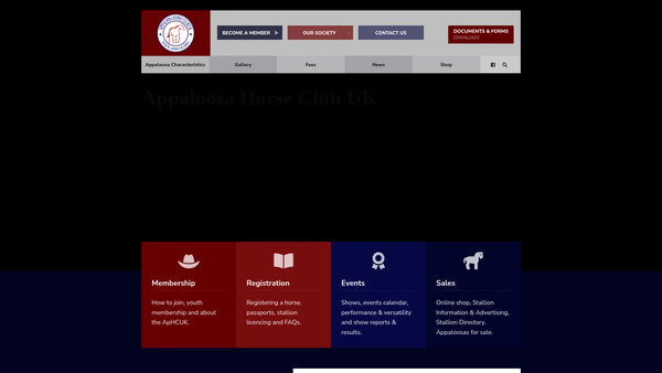 Screenshot of the The Appaloosa Horse Club (UK) Limited website