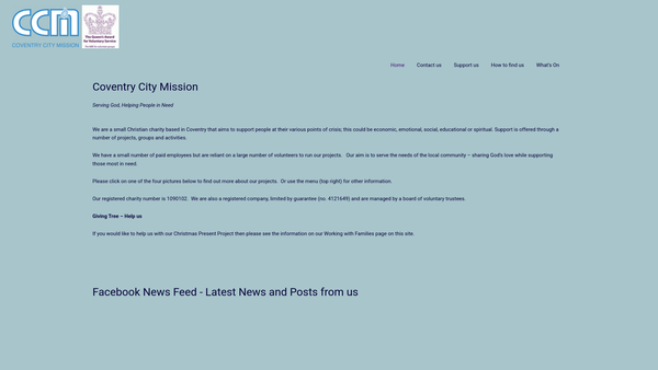 Screenshot of the Coventry City Mission website