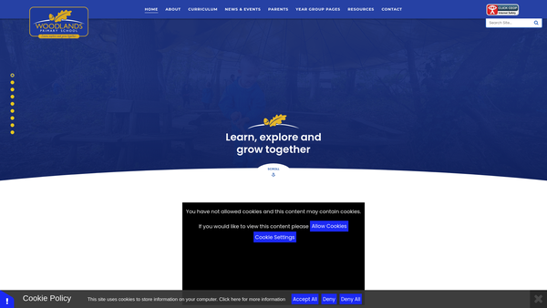 Screenshot of the Woodlands Primary School Parent Teachers Association (PTA) website