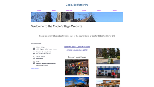 Screenshot of the Cople Village Trust website