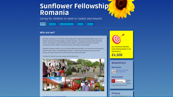 Screenshot of the The Sunflower Fellowship Romania website