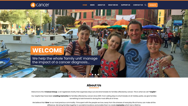 Screenshot of the 4 Cancer Group website