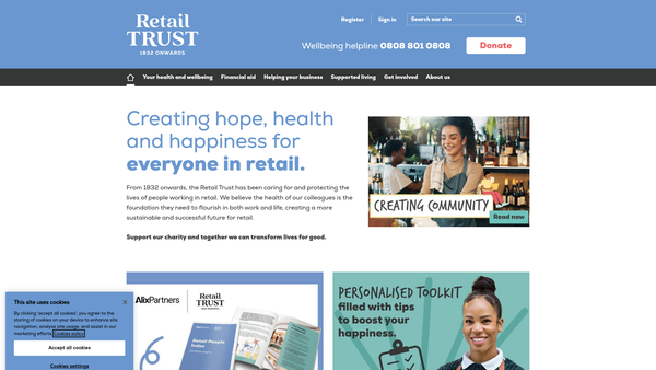 Screenshot of the Retail Trust website