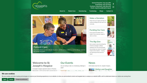 Screenshot of the St Joseph's Hospice Association website