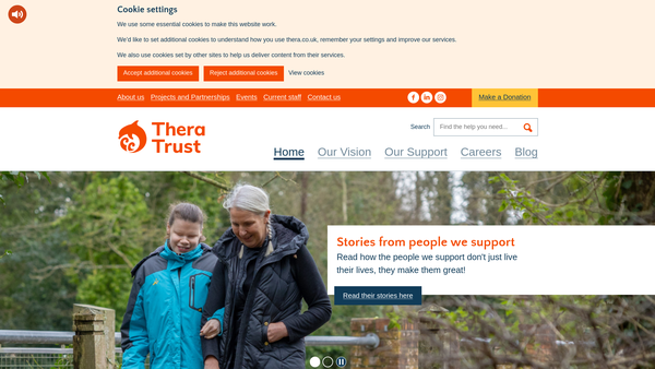 Screenshot of the Thera Trust website