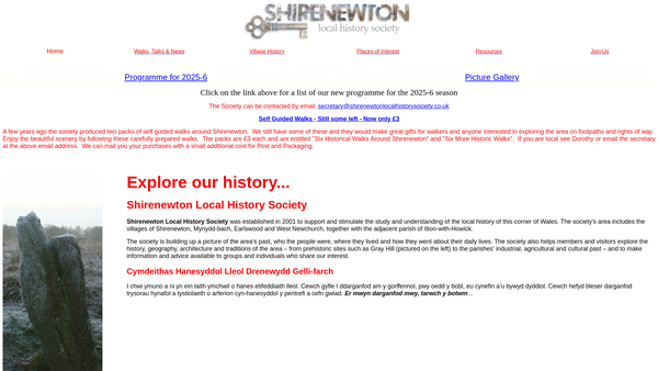 Screenshot of the The Shirenewton Local History Society website