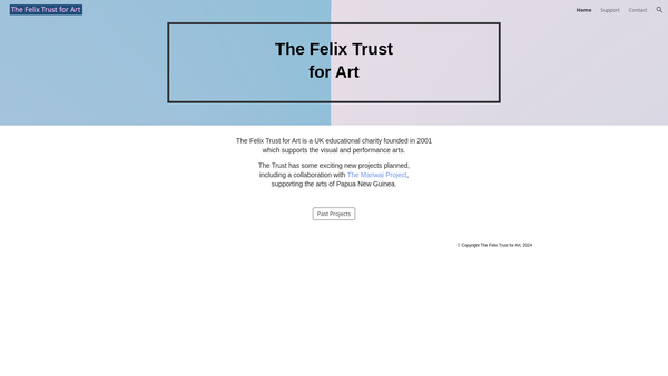 Screenshot of the The Felix Trust For Art website