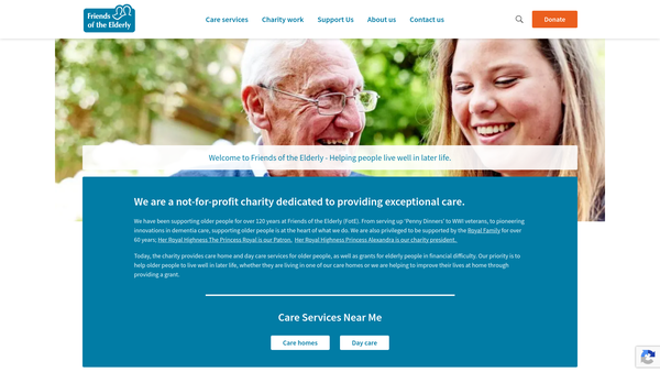 Screenshot of the The Retired Nurses National Home website