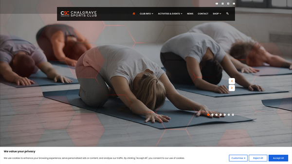 Screenshot of the Chalgrave Sports Club website