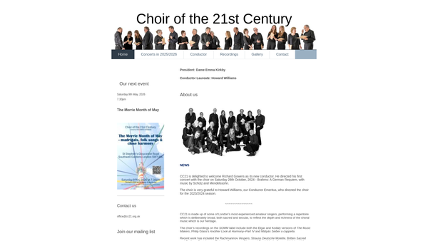 Screenshot of the The Choir Of The 21st Century website