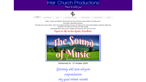 Screenshot of the Inter Church Productions website