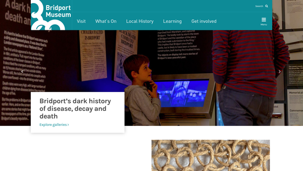 Screenshot of the The Museum Bridport Dorset website