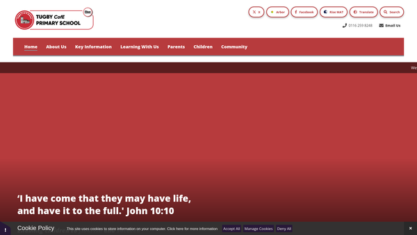 Screenshot of the Tugby School Parents And Friends Association website