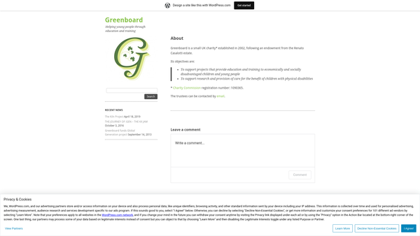 Screenshot of the Greenboard website