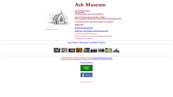 Screenshot of the Ash And District Local History Museum Society website