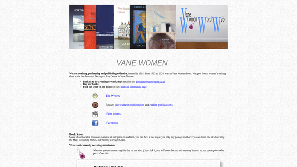 Screenshot of the Vane Women website
