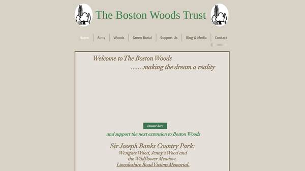 Screenshot of the The Boston Woods Trust website