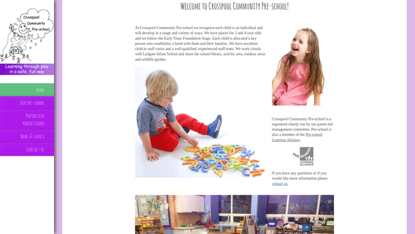 Screenshot of the Crosspool Community Pre-School website