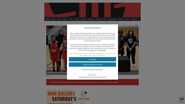 Screenshot of the Greater Manchester Community Basketball And Sports Association Limited website