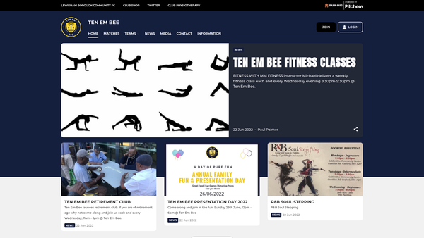 Screenshot of the Ten-Em-Bee Sports Development Centre website