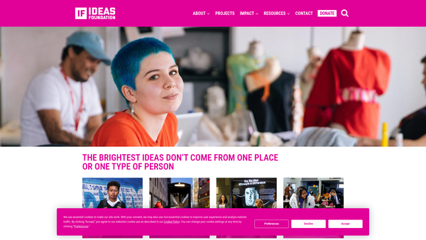 Screenshot of the The Ideas Foundation website