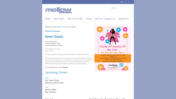 Screenshot of the Mellow Dramatics Music Theatre Group website