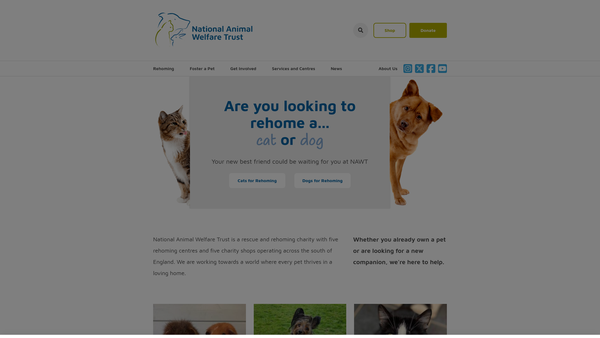 Screenshot of the National Animal Welfare Trust website
