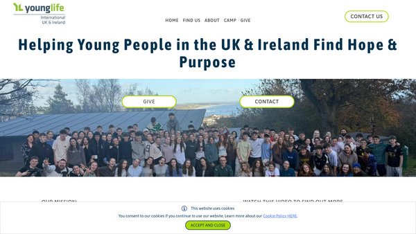 Screenshot of the Young Life International website