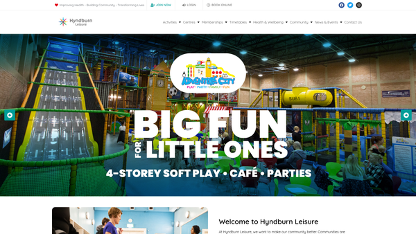 Screenshot of the Hyndburn Leisure website