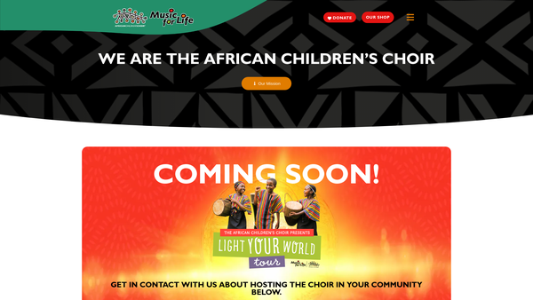 Screenshot of the Music For Life Academy website