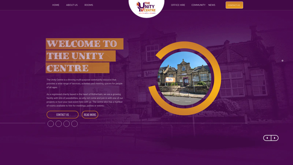 Screenshot of the Unity Centre Rotherham website