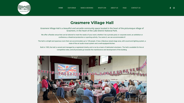 Screenshot of the Grasmere Village Hall website