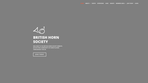 Screenshot of the The British Horn Society website