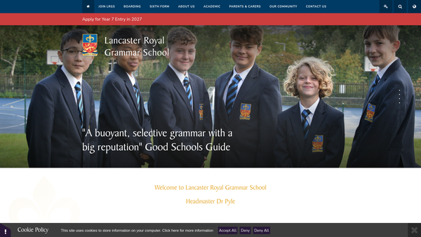 Screenshot of the Lancaster Royal Grammar School Boarding Charity website