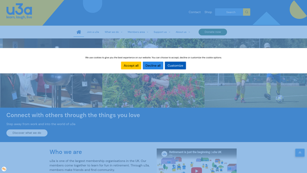 Screenshot of the The Epping Forest University Of The Third Age website