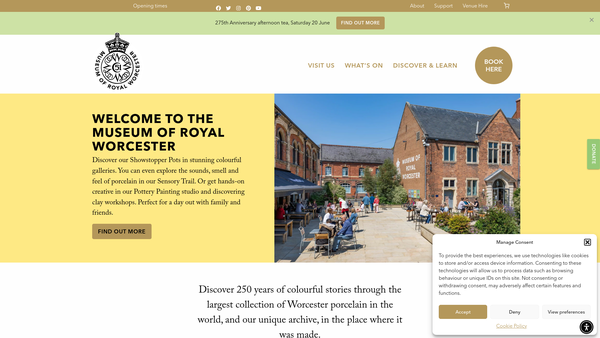 Screenshot of the The Friends Of The Museum Of Worcester Porcelain website