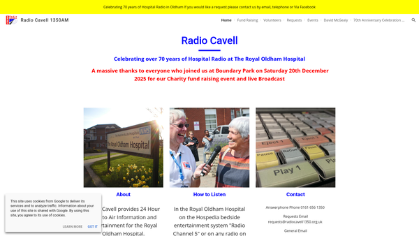 Screenshot of the Radio Cavell website